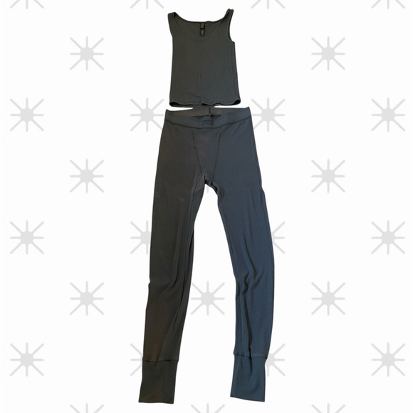 Skims Cotton Ribbed Top and Leggings, Gray, Fading of the leggings, Sz S - Picture 4 of 16
